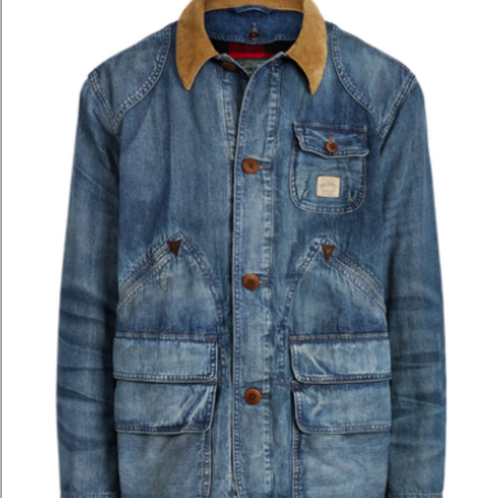 Polo Ralph Lauren Blue Denim Jacket With Tan Collar